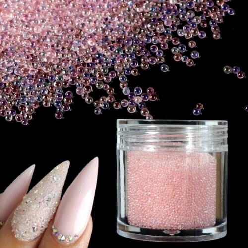 1 Bottle10ML Crystal Sand Phantom Glass Beads Caviar Nail Art Bead Rhinestone Transparent Crystal Ball Nail Art Decoration BL01