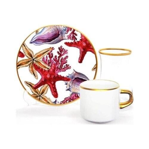 Drop Focus Tea Coffee Set 18 Pieces Coral