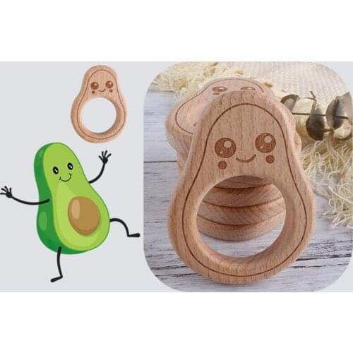 Baby Beech Wooden Avocado Teether Infants BPA-free Teething Soother Molar Toys Q1FE