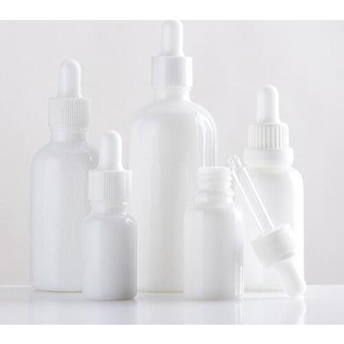 100ml 50ml 30ml 15ml 10ml white glass dropper bottle for E Liquid Dropper Vials With Pipette For Cosmetic Perfume Essential Oil