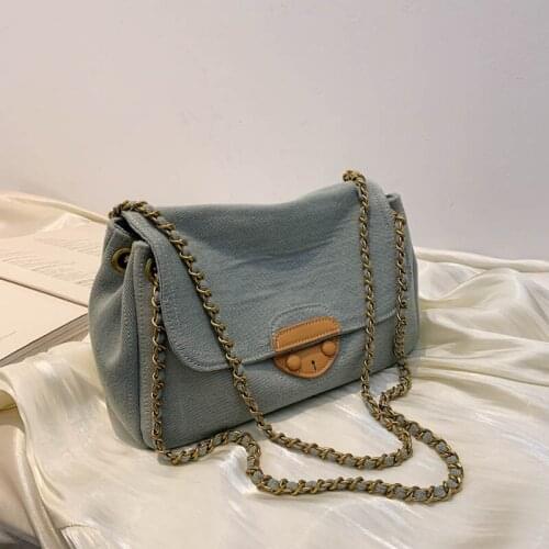 Ins Fashion Retro Denim Chain Single Shoulder Armpit Bag Luxury Handbags Women Bags Designer Purses and Handbags
