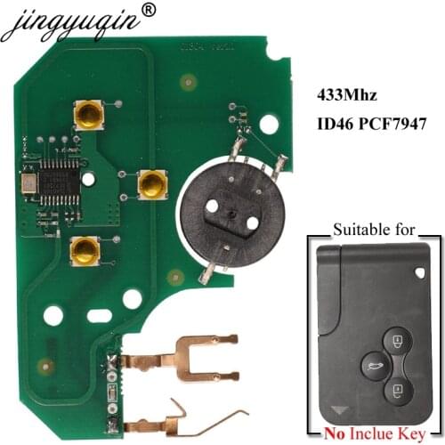Jingyuqin 3 Button Smart Key Card Circuit Board 434Mhz ID46 PCF7947 Chip For Renault Clio Logan Megane 2 3 Scenic Remote PCB