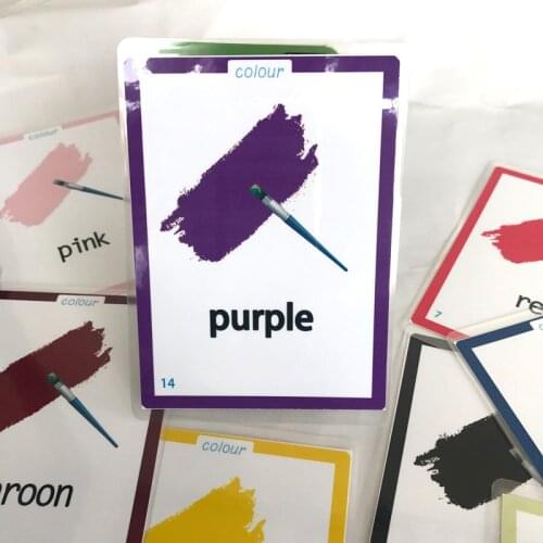 18pcs Color Flash Cards For Children Early Learning English Word Card Montessori Cognitive Educational Flashcards Teaching Aid