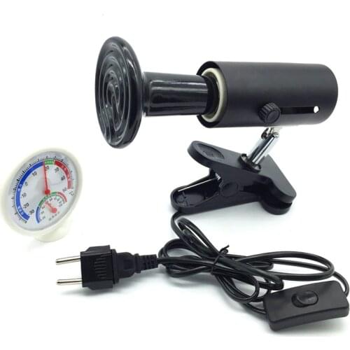 1 Set Ceramic lamp Thermohygrometers E27 Heating lamp holder Animal heat lamps Chicken Pig Pet reptiles Amphibians Insect