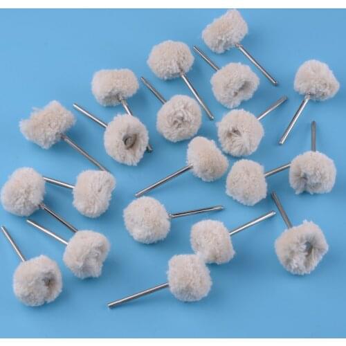 LETAOSK 20pcs Dental Wool Grinder Brushes Polishing Flat Buffing Wheels for Rotary Tools 2.35mm Shank Machine Accessory