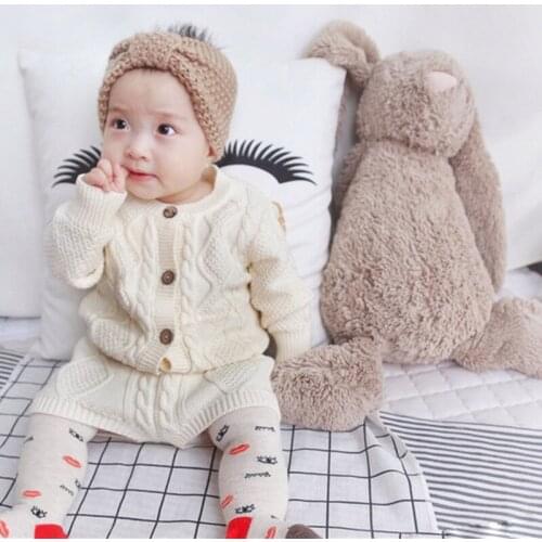 DFXD Fashion 2PC Newborn Baby Girl Clothes Infant Girl Sets Cotton Twist Cardigan Sweater+Knitted Shorts Girl Outfits Spring New