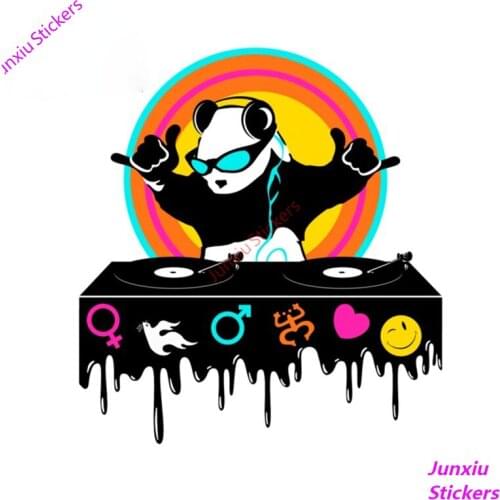 Cartoon Graffiti Panda DJ Waterproof Car Sticker Anime Animal Scratch-proof Vinyl Sticker SUV Window Fine Decor Decal PVC13x12cm