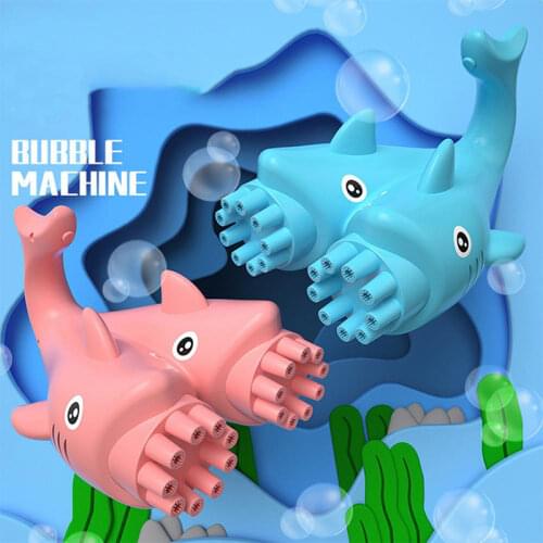 Kids Dolphin Bubble Gun Toys Summer Water Soap Bubble Blower for Children Gift Toy Double Head Shark Electric Bubbles Machine