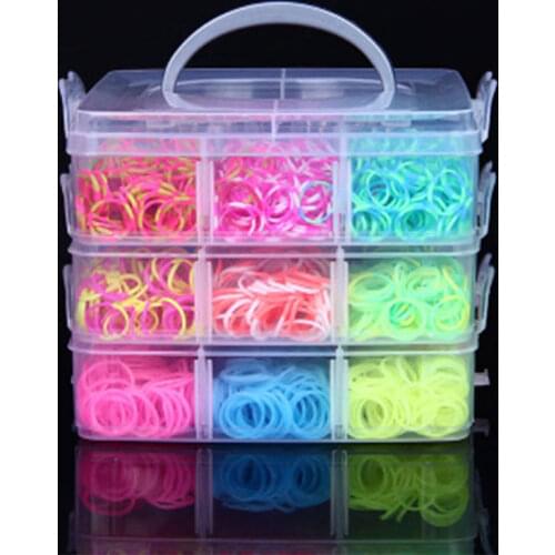 Baby Elastic Rubber Loom Bands Set Box DIY Toys Bracelet Silicone Bands Rainbow Weave Gum Toy Handicraft Kit Girl Gift Kids Toys