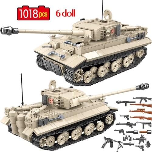 1018 Pcs Military German Tiger 131 Tank Building Blocks Army WW2 Soldier Weapon Mould King Education Toys for Boys