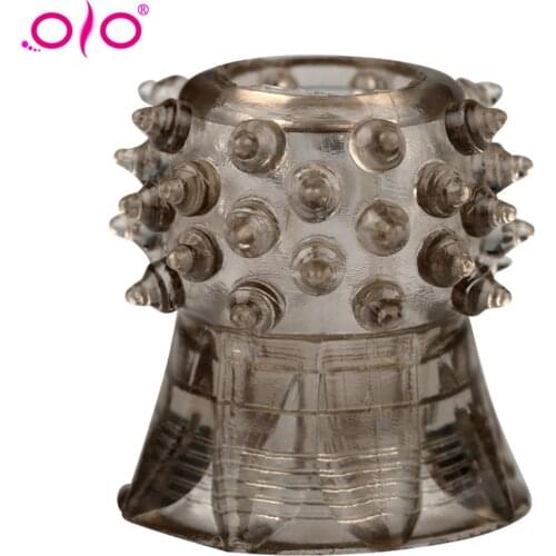 OLO Male Enlargement Reusable Condom Penis Rings Delayed Ejaculation Adult Sex Toys for Man Cock Cover Ring Penis Sleeve