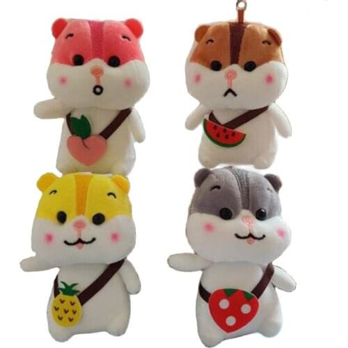 Wholesale 20pcs/lot 10cm cute animal Hamster Plush toys keychain Party gifts