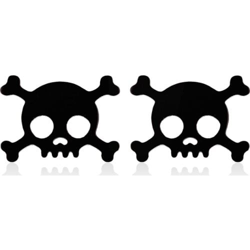 Stainless Steel Pirate Accessories Black Color Skull Stud Earrings Punk Skeleton Jewelry for Women Halloween Gift Aretes