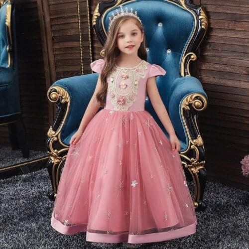 2020Beautiful princess flower girl dress summer tutu wedding birthday birthday dress girl dress child new year costume
