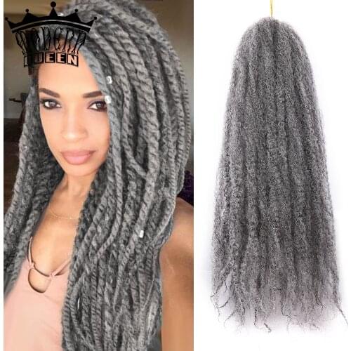 MODERN QUEEN Marley Braids Crochet Braiding Hair 3PC/Pack 18" Grey Heat Resistant Afro Synthetic Kinky Curly Hair Extensions