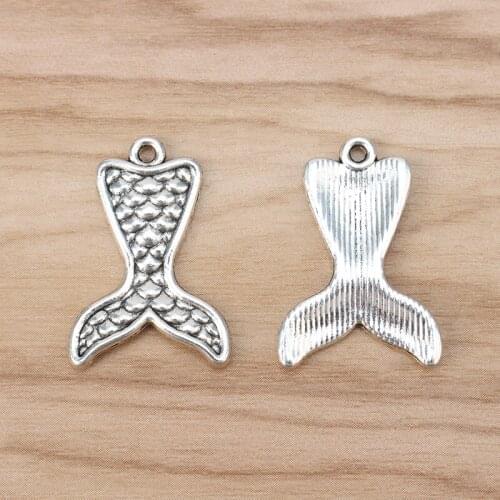 20 Pieces Mermaid Whale Tail Charms Pendants for Necklace Bracelet Earring Jewelry Making Findings 27x19mm