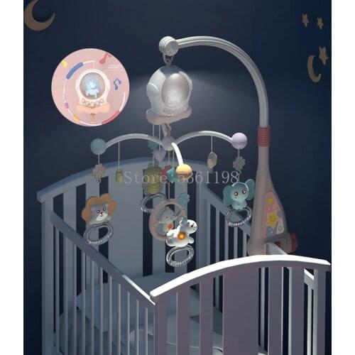 Baby Crib Toys Remote Rattles Music Educational Toys Rotating Bed Bell Night Light Rotating Carousel Cots 0-12 Newborns Bed Toys