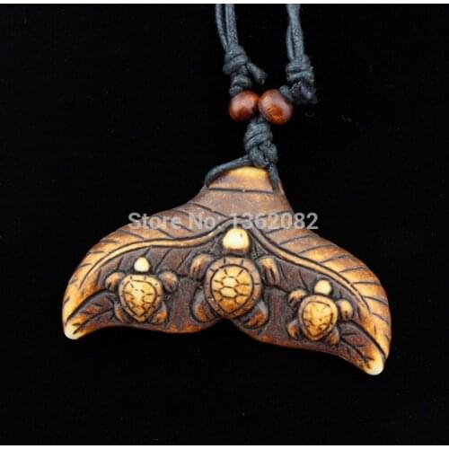 Cool Ethnic Tribal Imitation Yak Bone Shark/Whale Tail Surfing Turtle Pendant Necklace Choker Lucky Gift MN545
