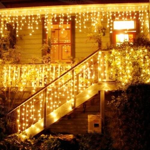 3.5M 96LEDs Christmas Garland LED Curtain Icicle String Lights Droop Garden Street Mall Outdoor Decorative Fairy Light