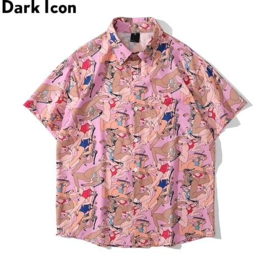 Dark Icon Full Printed Polo Shirt Summer Thin Material Mens Shirts Short Sleeve Hawaiian Shirt