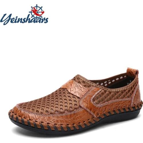 YEINSHAARS Casual Shoes Men Summer Breathable Mesh Footwear Fashion Soft Male Outdoor Moccasins Comfortable Tennis Loafers