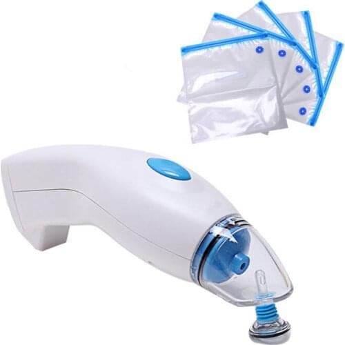 Vacuum Sealer Machine Handheld Electric Vacuum Pump Home Kitchen Vacuum Machine 5Pcs Vacuum Bag(EU Plug)