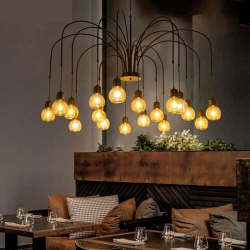 Vintage industrial style large chandelier restaurant loft duplex Chandeliers Ceiling Living Room Light personality iron art lamp