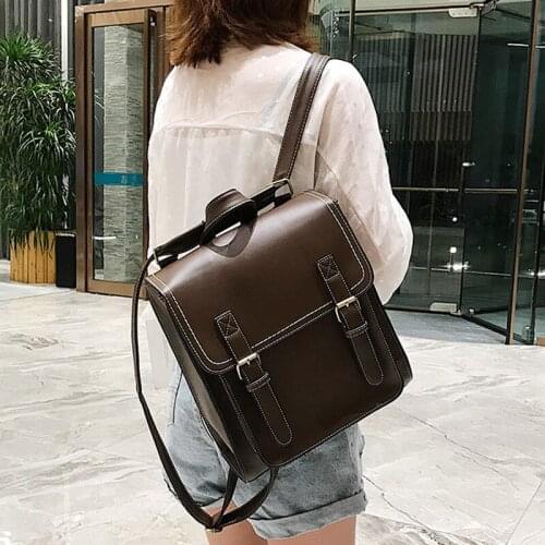 Vintage Backpack Female Pu Leather Bag Womens Backpack Fashion School Bag for Girls High Quality Leisure Shoulder Bag Sac A Dos