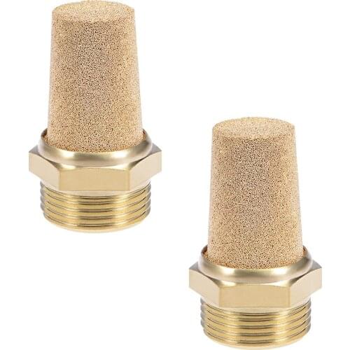Uxcell 3/4 PT Sintered Bronze Exhaust Muffler with Brass Body Protruding 2pcs