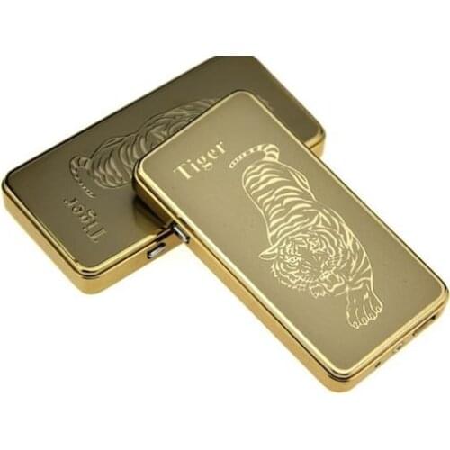 2PCS/LOT Fashion Golden Carved Flame Pattern USB Eletrical Cigar Lighter Flameless Lighter