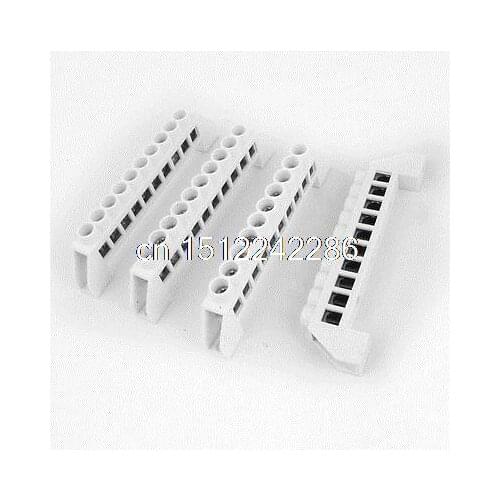 10 Way Bridge Design Copper Tone Terminals Block Connector White 4PCS