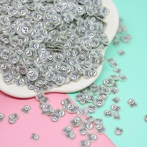 100g/lot Halloween Skull Slices Polymer Clay Sprinkles for Slime Filling Shaker Cards Accessories DIY Nail Art Crafts Decoration
