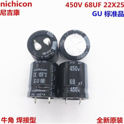 2PCS/10PCS 68uf 450v Nichicon GQ/GU 22x25mm 450V68uF Snap-in PSU Capacitor