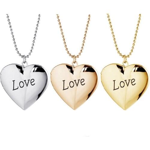 2pcs/Lot Heart Photo Picture Frame Necklaces for Women Gifts Can Be Opened Love Keepsake Fashion Jewelry Gift