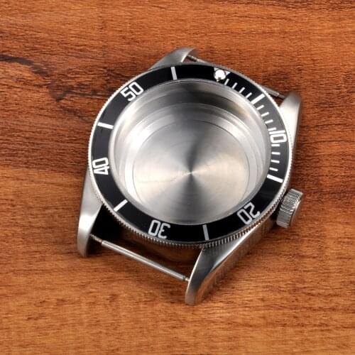 41mm Sapphire Glass Black Aluminum Bezel Watch Parts Case Dial Fit movement ETA 2824 2836 or miyota 82 series