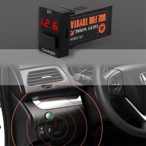 DC 12V 2.4A Interface car USB Charger with Audio MP3 Socket Battery Voltage Display use for TOYOTA Corolla Auris Camry Reiz RAV4