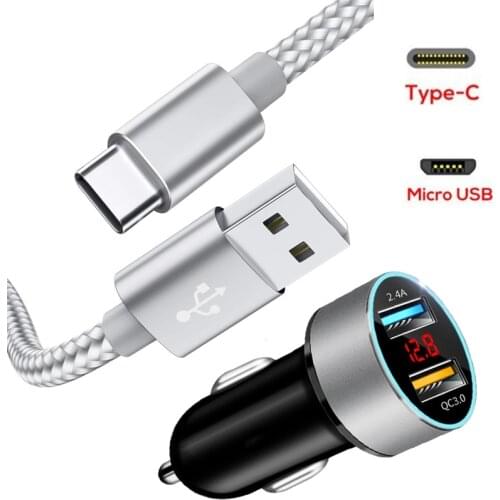 QC 3.0 Car Charger Magnetic Micro USB Type C Cable For Samsung J1 J2 J3 J5 A3 A5 A7 2017 A50 A70 A31 A51 A71 A10 Phone Cable