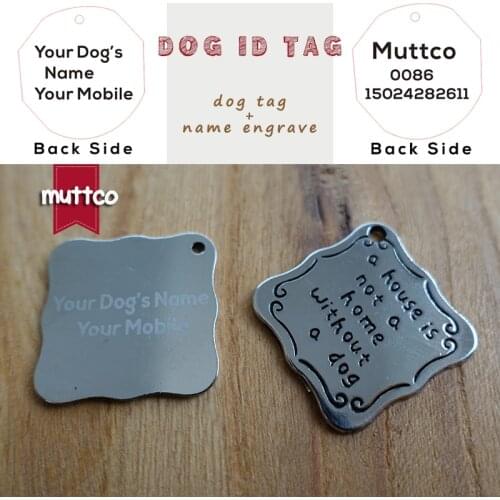Wholesale laser lettering kirsite alloy self-design dog pet tag DIY letter square dog id tag carve dogs name and tel DIT-003-3