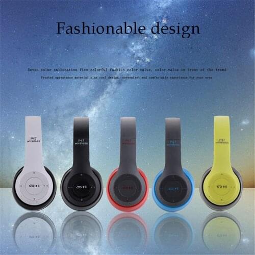 9D HIFI Stereo P47 Headset Bluetooth Headset Headset Folding Mobile Phone Computer Wireless Bluetooth Headset Support SD Card