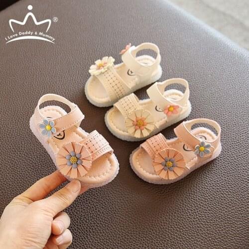 Summer Pink Flower Soft Leather Baby Sandals Newborn Toddler Princess Baby Girl Sandals Non-slip Rubber Sole Kids Girls Shoes