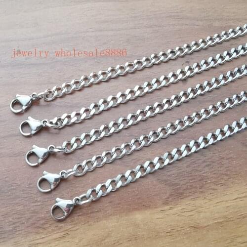 On sale lot 6pcs/set stainless steel curb chain link chain necklace 18-32 inch choose lenght