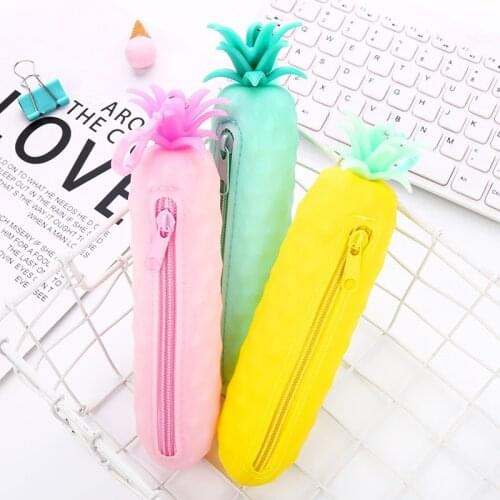 Pineapple Pencil Case High Capacity Pencil Pouch Novelty Cute Pencil Bag Korean Stationery Kawaii Bag Cute School Supplies