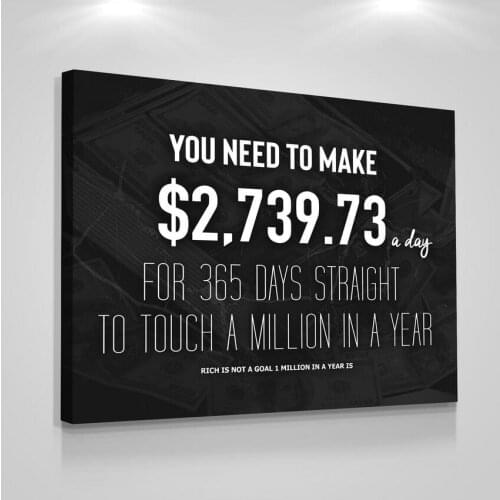 Black White Inspirational Quotes Canvas One Million In A Year Painting Posters Print Wall Art Picture for Living Room Decoration