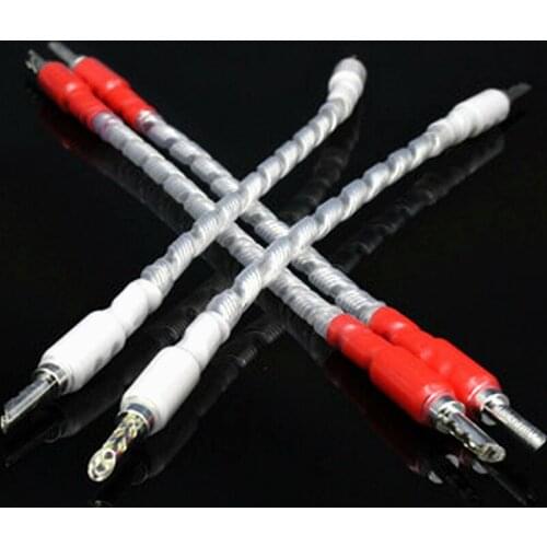 Pure Silver Speaker Jump Cable HiFi Audio 4N Silver Plated Banana Plug -15cm - (4 Pcs )