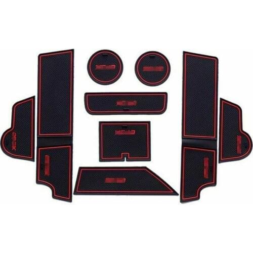 For Volvo XC60 9pcs Non-slip Interior Door Cup Holder Rubber Mats Red Line