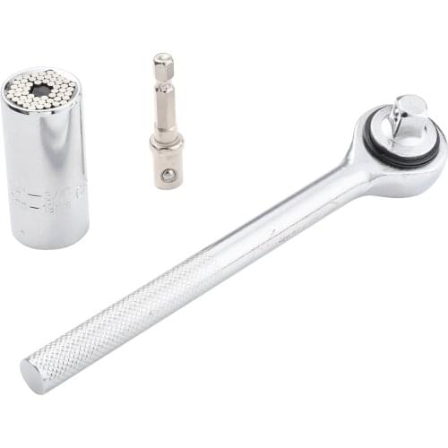 Car Tire Repair Tools Socket Wrench Set Multi-Function Ratchet Socket Grip Adapter Set Fits Standard 1/4'' - 3/4'' Metric 7-19mm