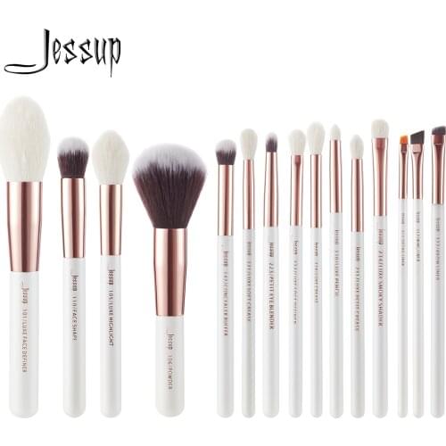 Jessup Pearl White/Rose Gold Professional Makeup Brushes Set Make up Brush Tools kit Foundation Powder natural-synthetic hair