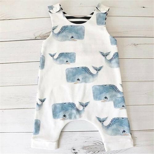 Newborn Kid Baby Boys Girls Whale Floral Romper Jumpsuit Clothes Outfit Support wholesale