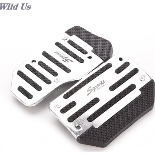 Universal Non Slip Aluminum Rubber Automatic Transmission Car Pedal Cover Set For Brake Accelerator Blue Silver Red 2pcs/set