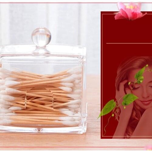 Acrylic Cotton Swabs Storage Holder Box Multifunctional Round Transparent Container Organizer Jewelry Storage Box Jars Holder